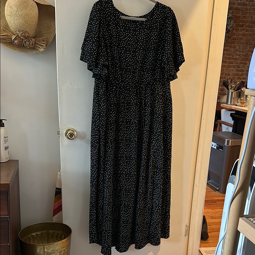 Elegant Black and White Polka Dot Dress